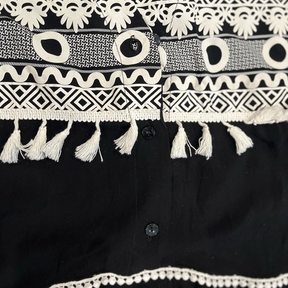 [XL] Kaktus Black Viscose Embossed Print Mini Tassels WMN Maxi Dress - Picture 10 of 15